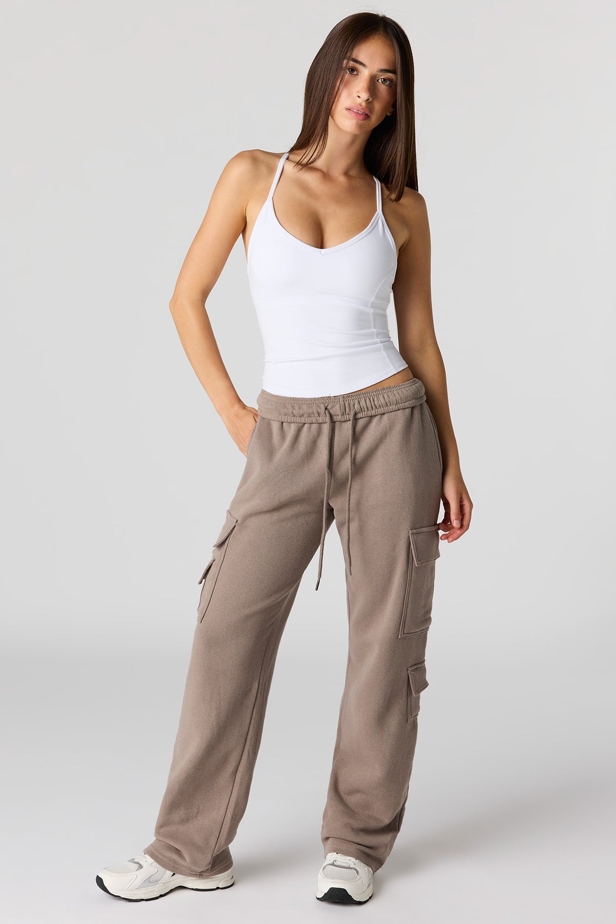 Luxe Fleece Cargo Sweatpant - Taupe