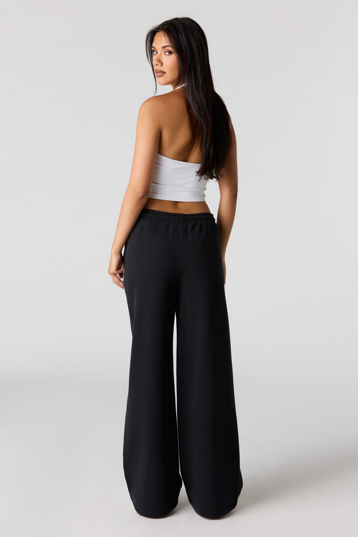 Alt View 3. Luxe Fleece Ultra-Wide Leg Sweatpant - Black