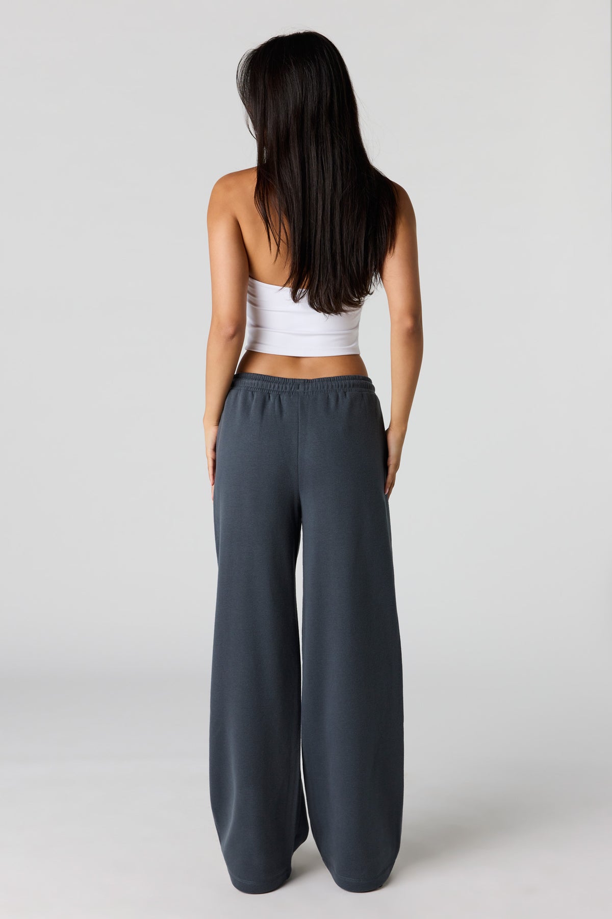 Alt View 3. Luxe Fleece Ultra-Wide Leg Sweatpant - Dark Grey