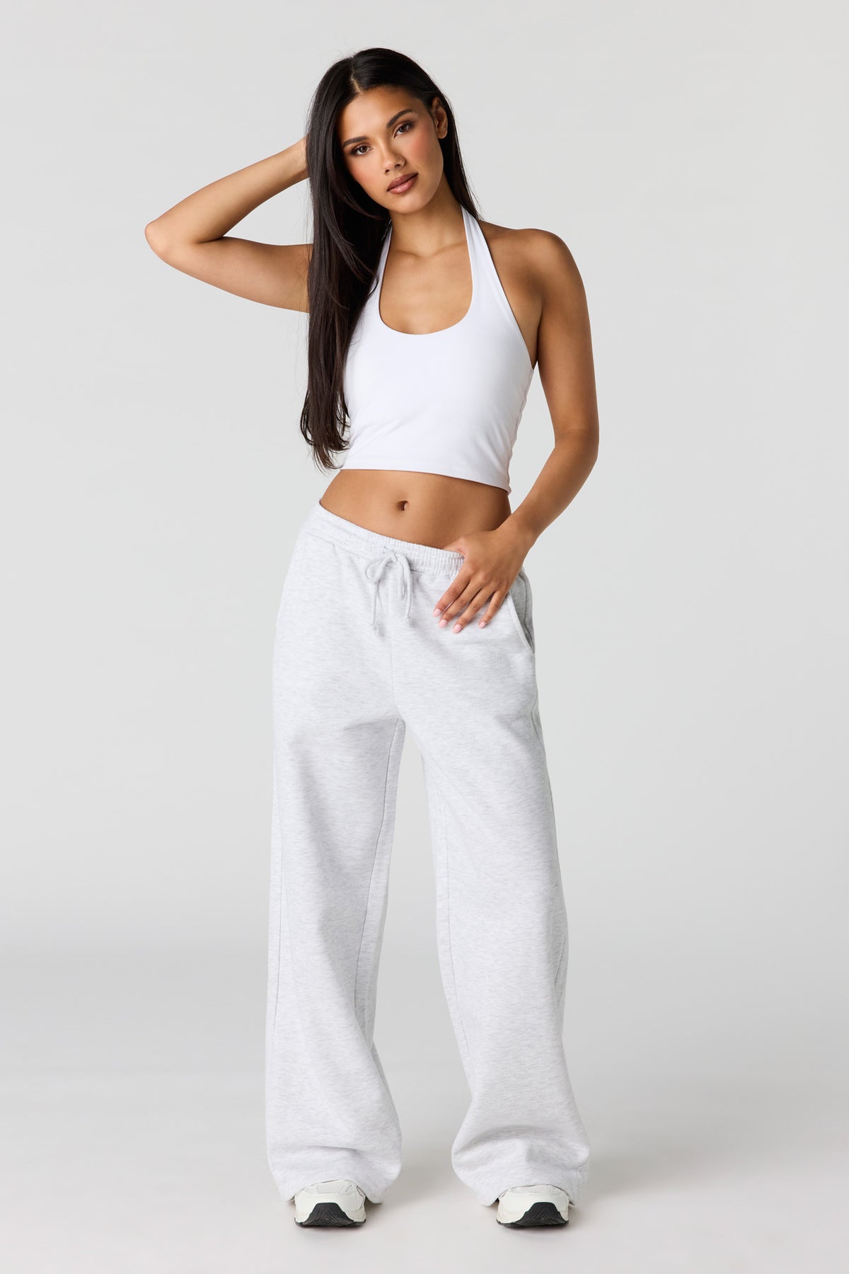 Luxe Fleece Ultra-Wide Leg Sweatpant - Light Grey