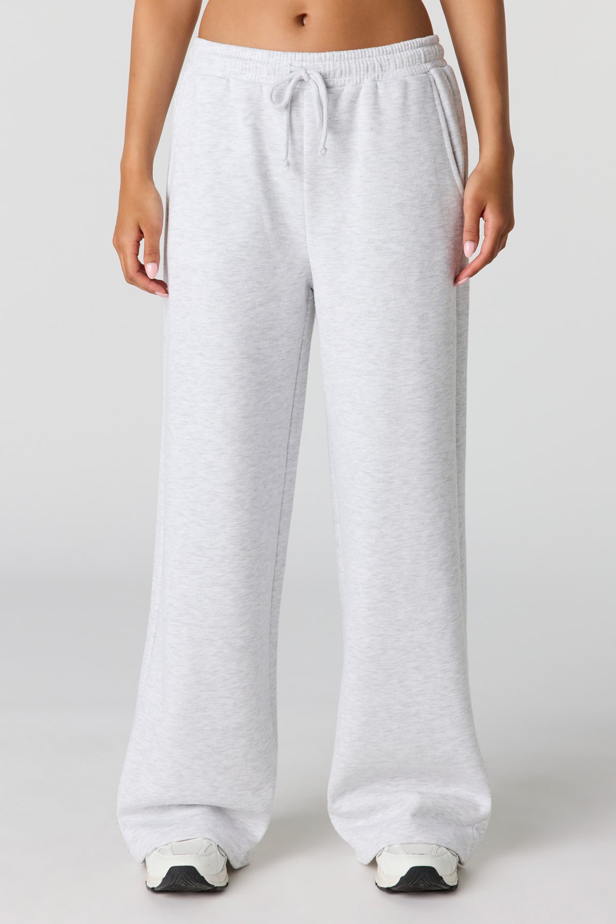 Alt View 2. Luxe Fleece Ultra-Wide Leg Sweatpant - Light Grey