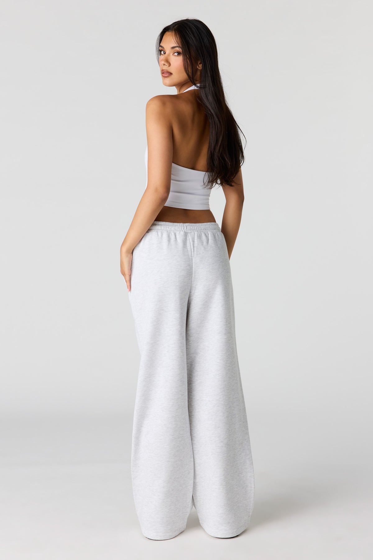Alt View 3. Luxe Fleece Ultra-Wide Leg Sweatpant - Light Grey