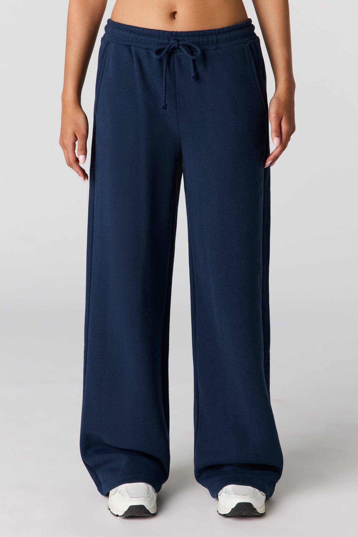 Alt View 2. Luxe Fleece Ultra-Wide Leg Sweatpant - Dark Blue