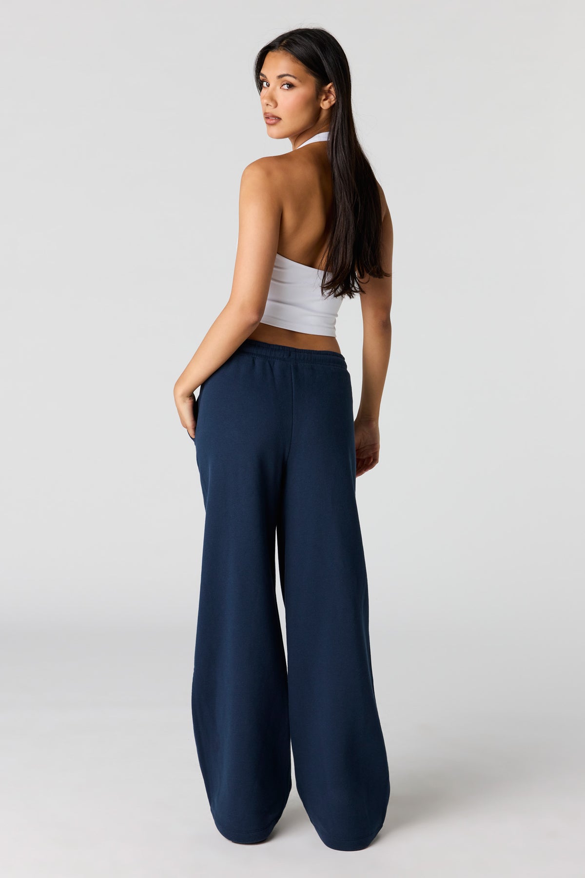 Alt View 3. Luxe Fleece Ultra-Wide Leg Sweatpant - Dark Blue