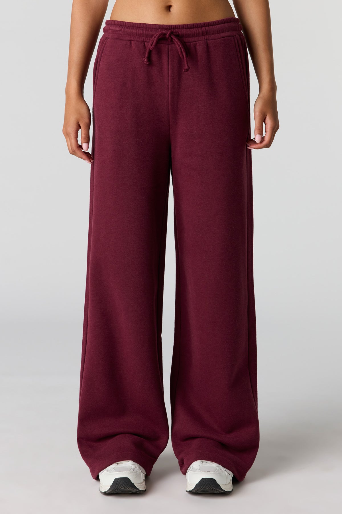 Alt View 2. Luxe Fleece Ultra-Wide Leg Sweatpant - Burgundy