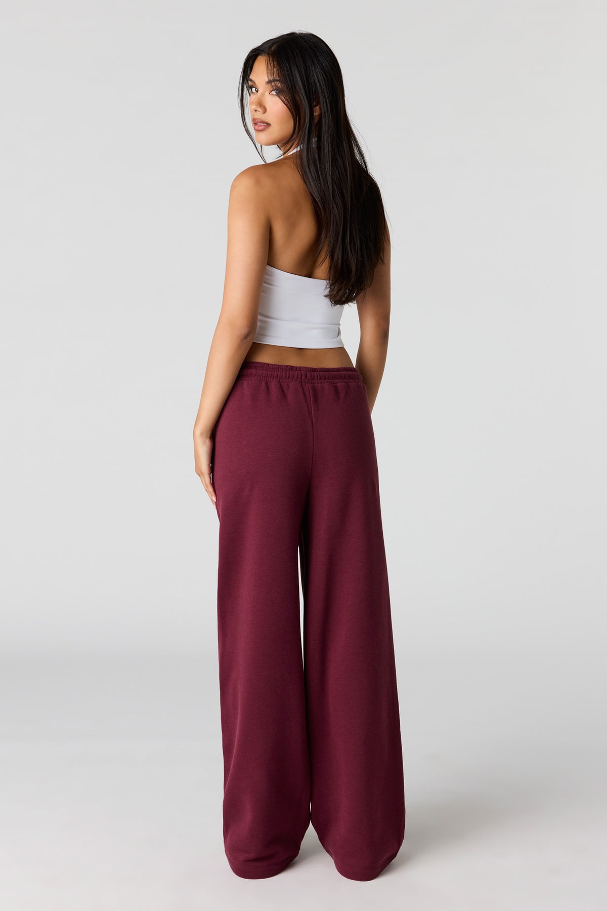 Alt View 3. Luxe Fleece Ultra-Wide Leg Sweatpant - Burgundy