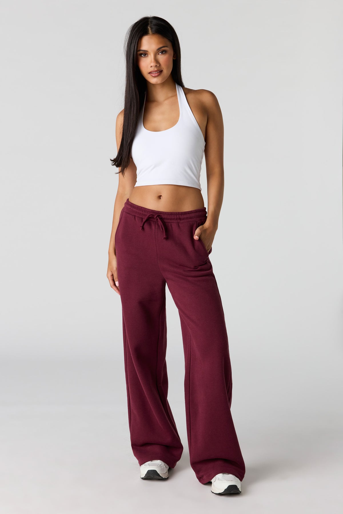 Luxe Fleece Ultra-Wide Leg Sweatpant - Burgundy