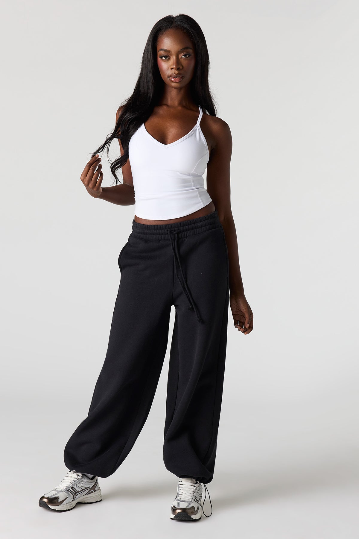 Luxe Fleece Barrel Jogger - Black