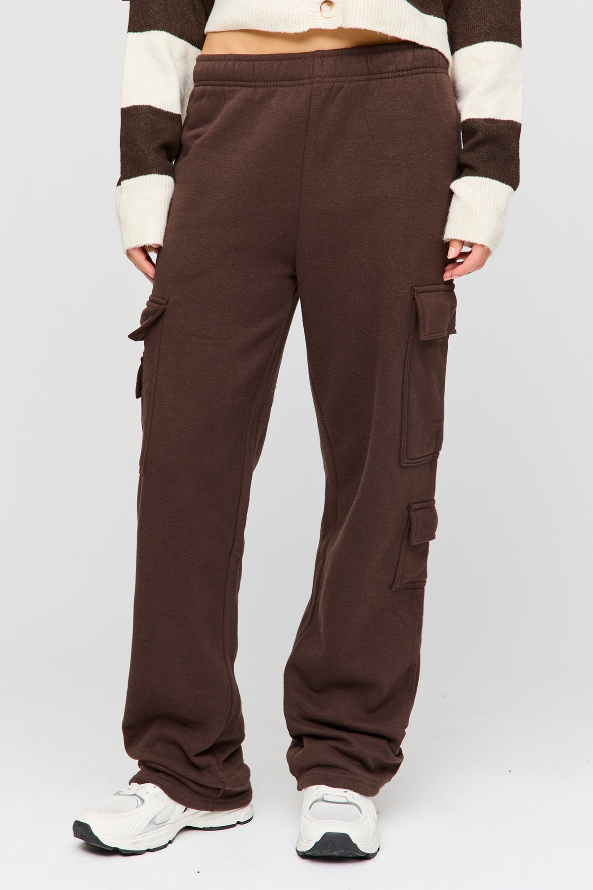 Alt View 2. Luxe Fleece Cargo Sweatpant - Brown