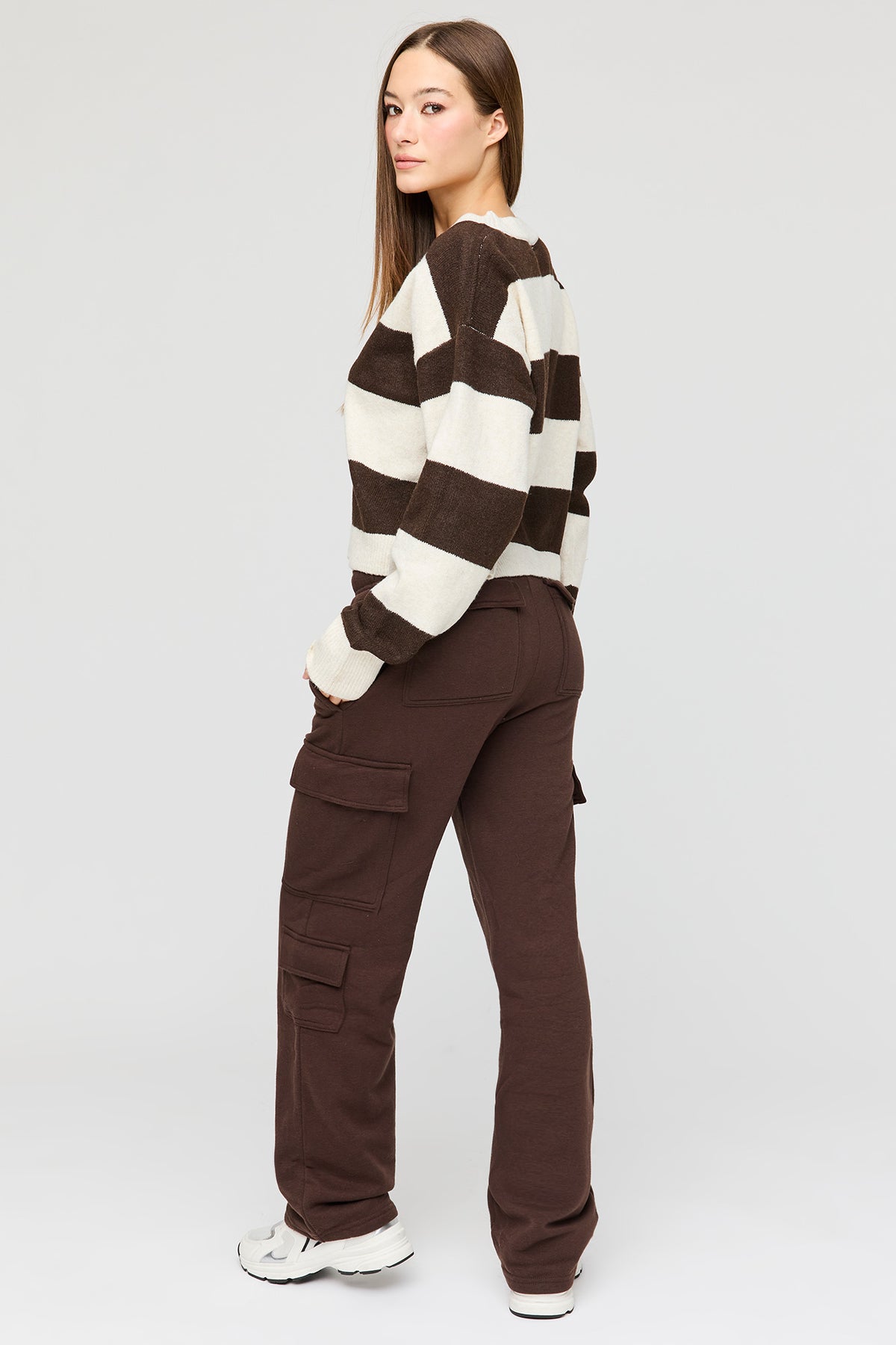 Alt View 3. Luxe Fleece Cargo Sweatpant - Brown