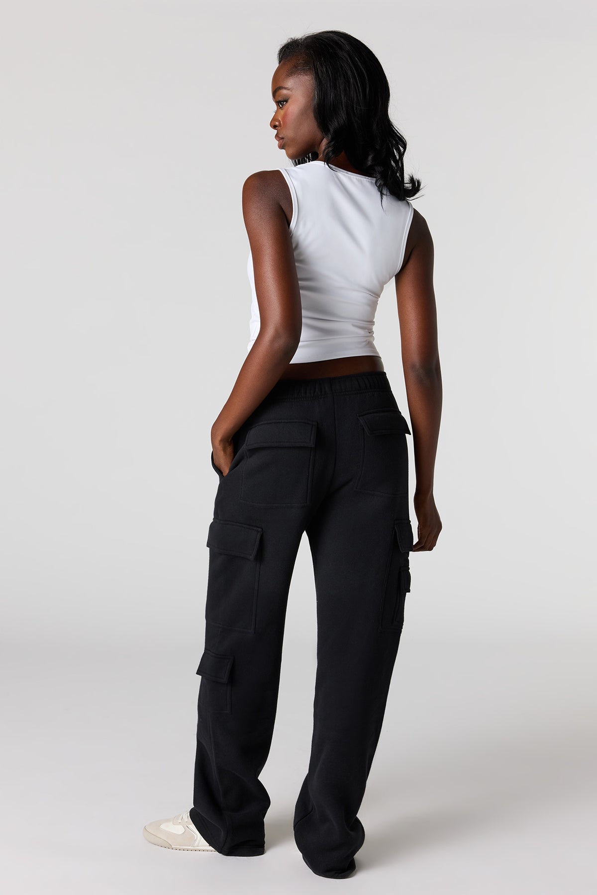 Alt View 3. Luxe Fleece Cargo Sweatpant - Black