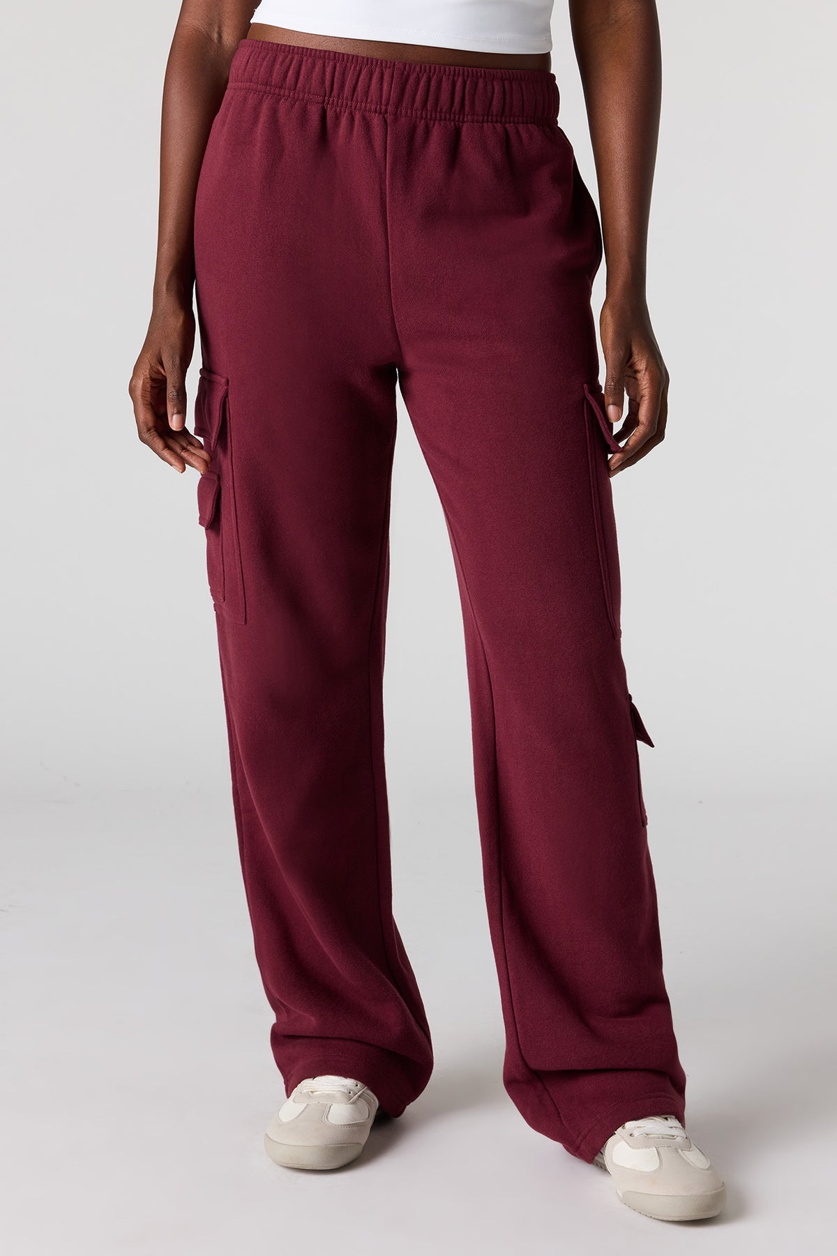 Alt View 2. Luxe Fleece Cargo Sweatpant - Burgundy