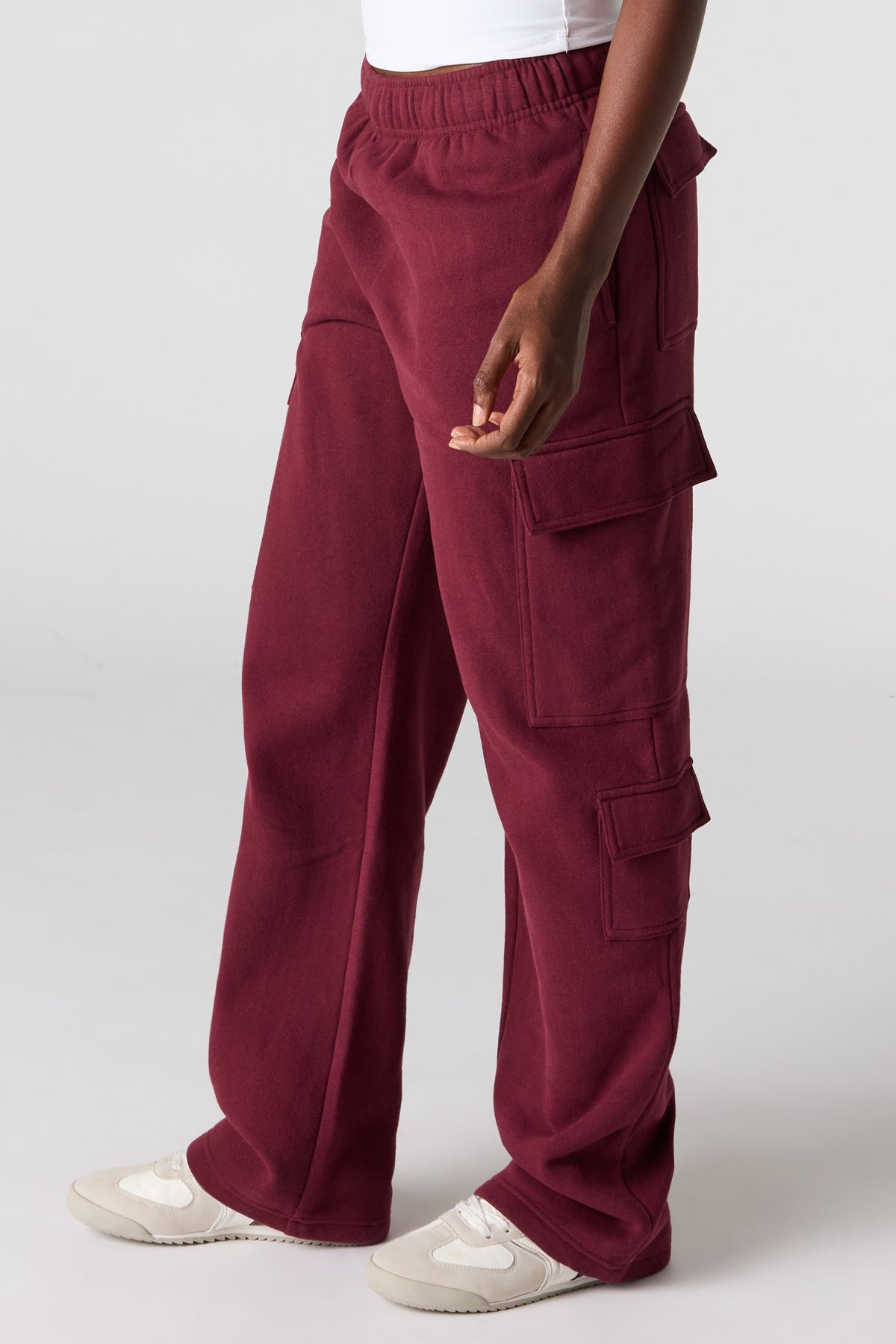 Alt View 4. Luxe Fleece Cargo Sweatpant - Burgundy