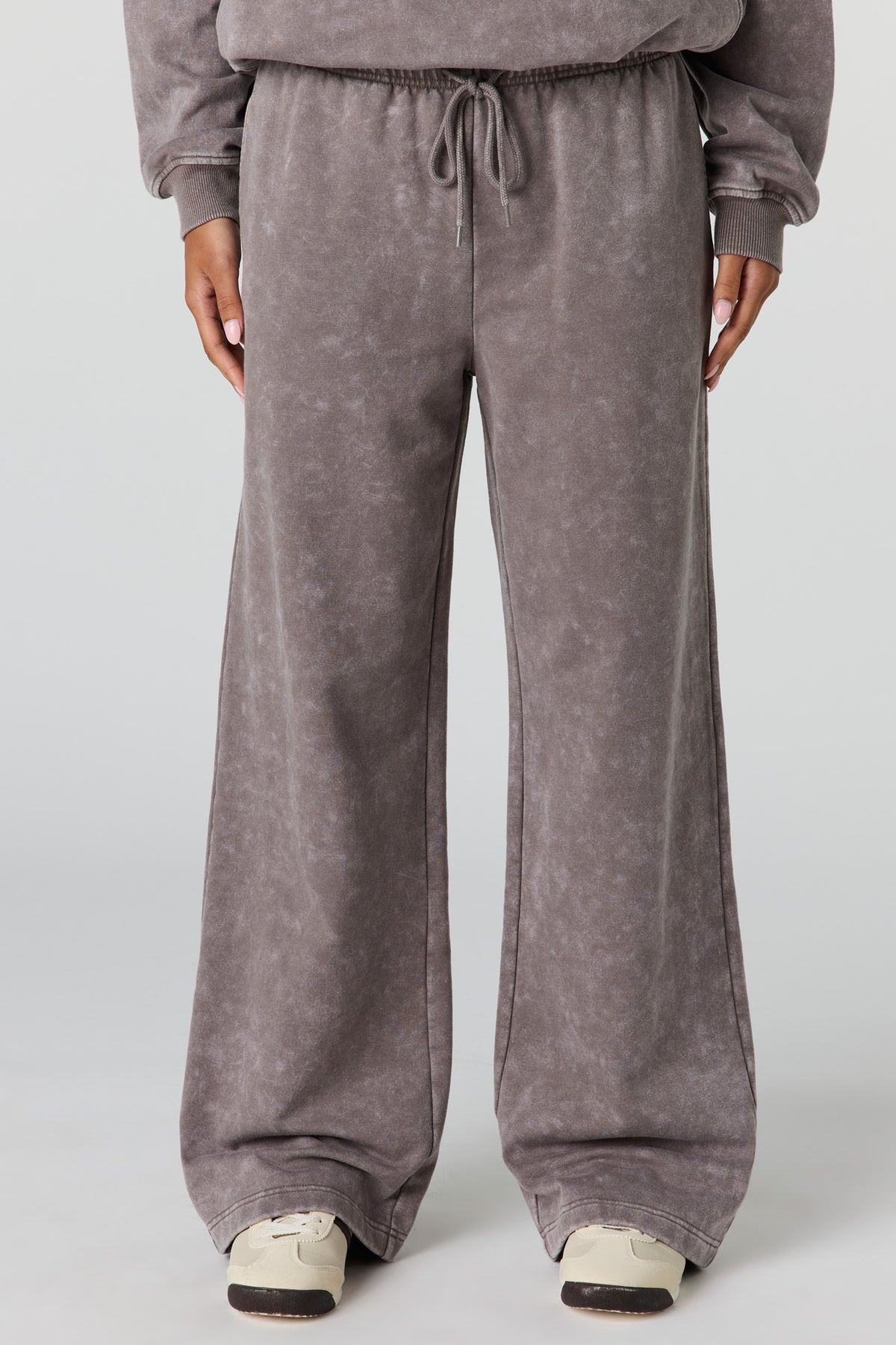 Alt View 2. Luxe Fleece Washed Wide Leg Sweatpant - Sand