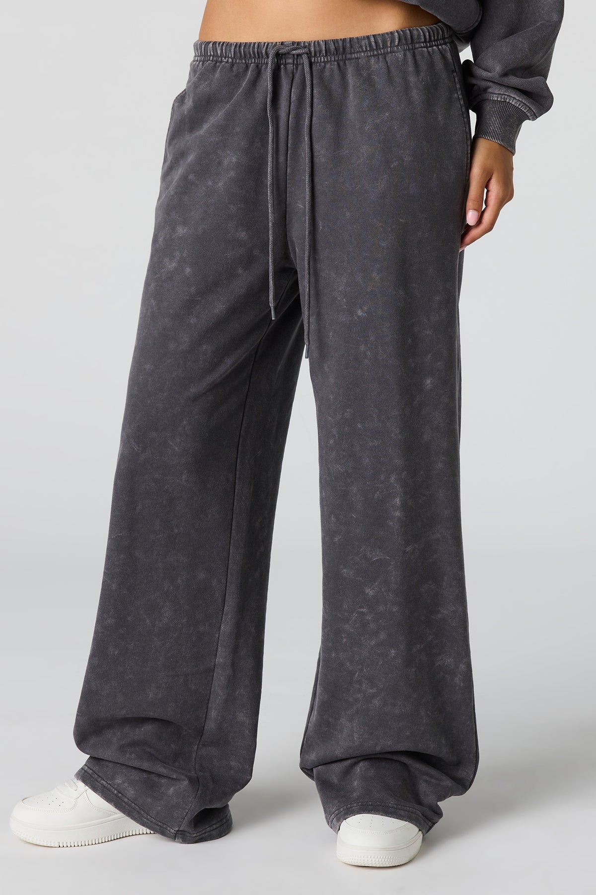 Alt View 2. Luxe Fleece Washed Wide Leg Sweatpant - Grey Blue