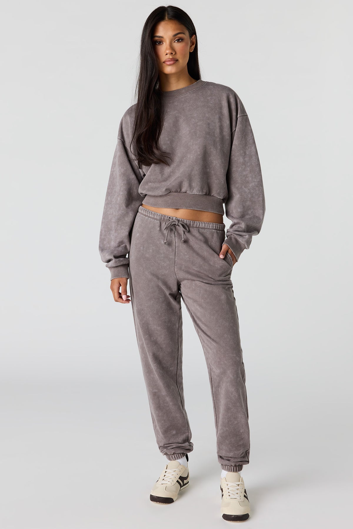 Luxe Fleece Washed Low Rise Jogger - Sand