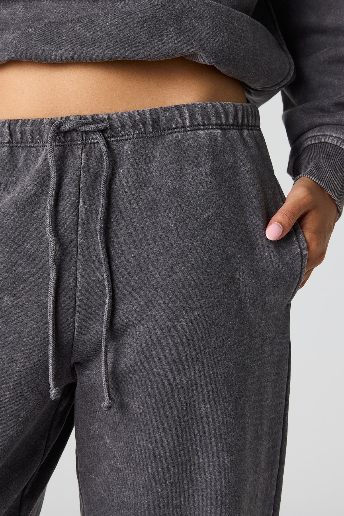 Alt View 4. Luxe Fleece Washed Low-Rise Jogger - Grey Blue