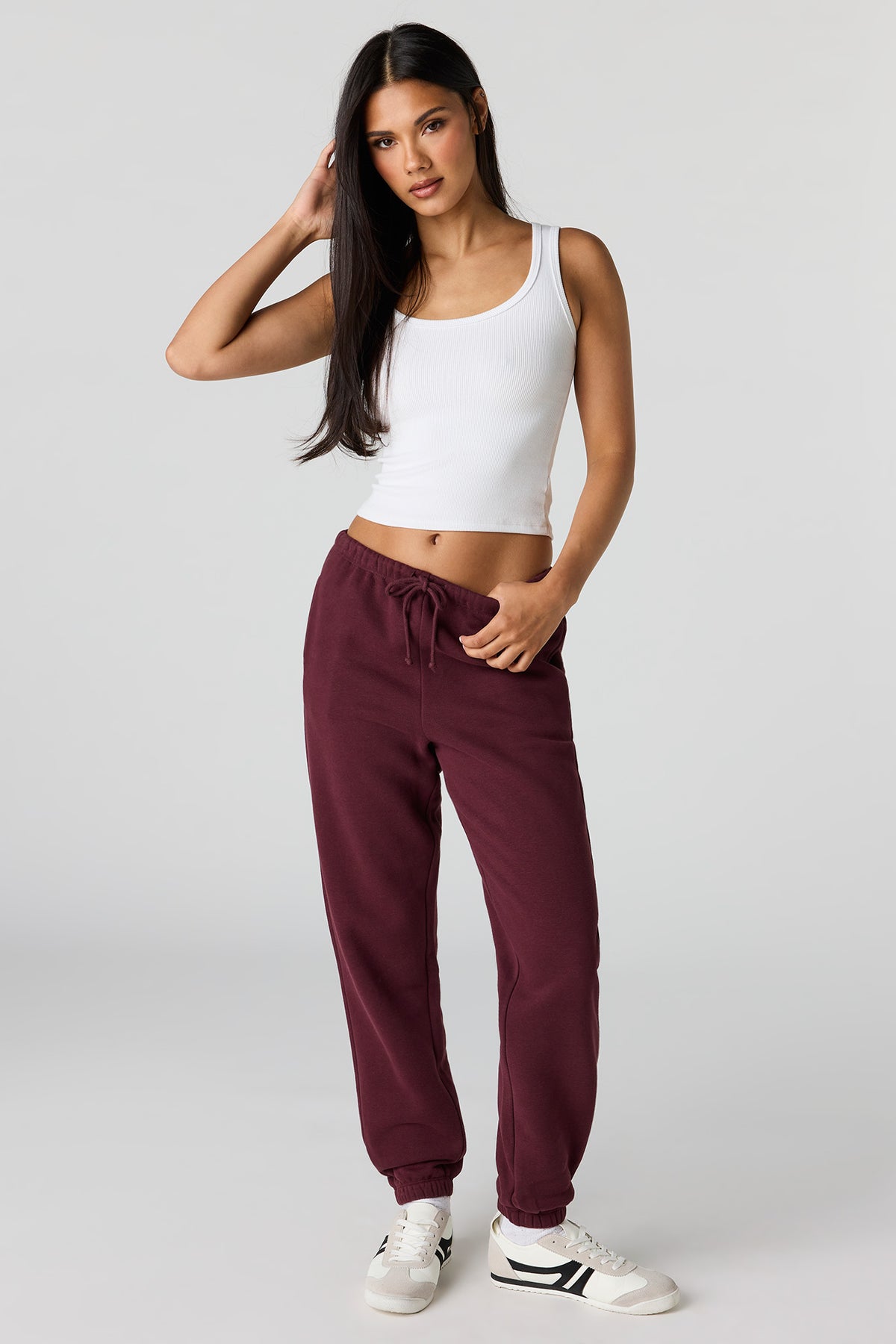 Luxe Fleece Low-Rise Jogger - Burgundy