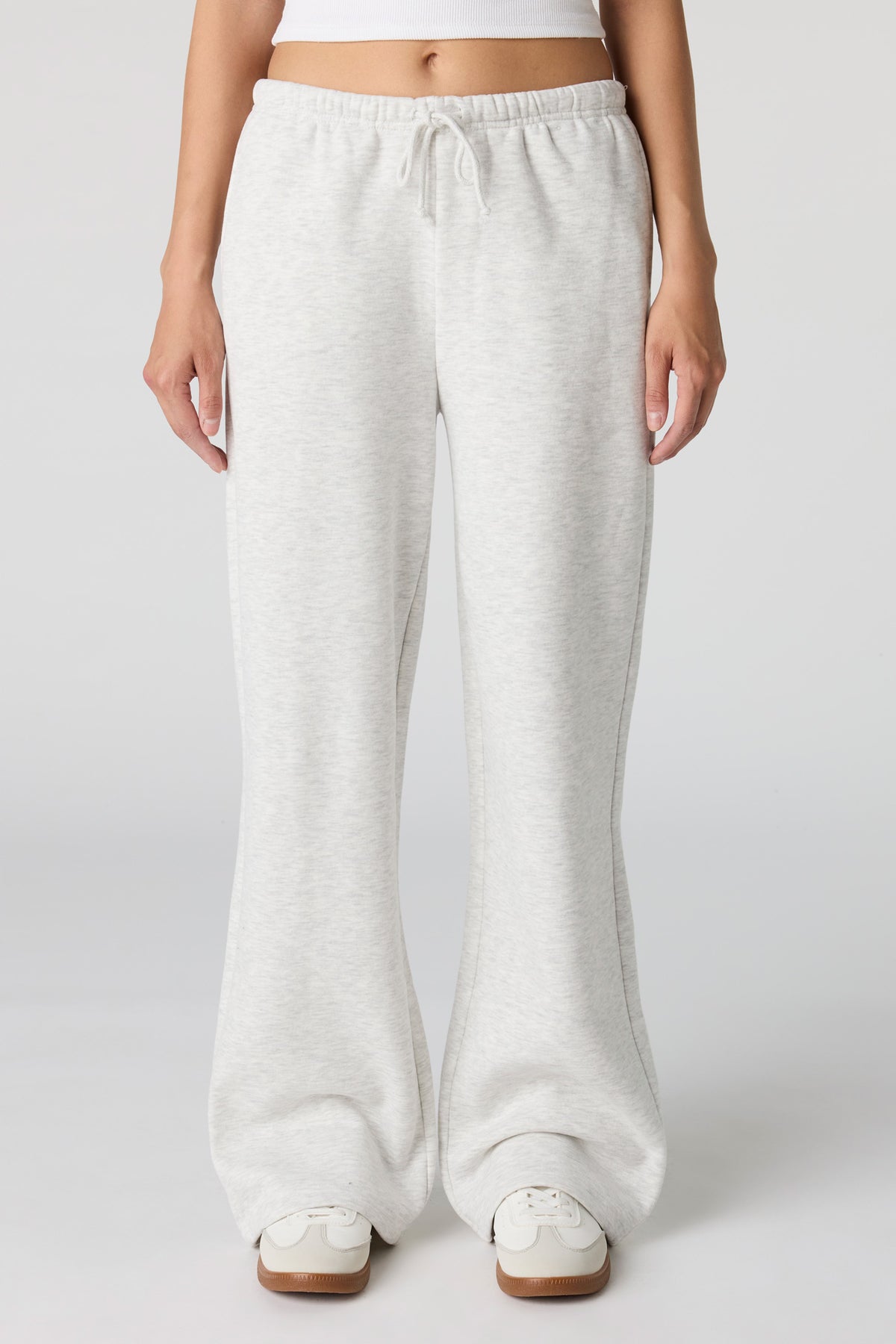 Alt View 2. Luxe Fleece Wide Leg Sweatpant - Light Grey