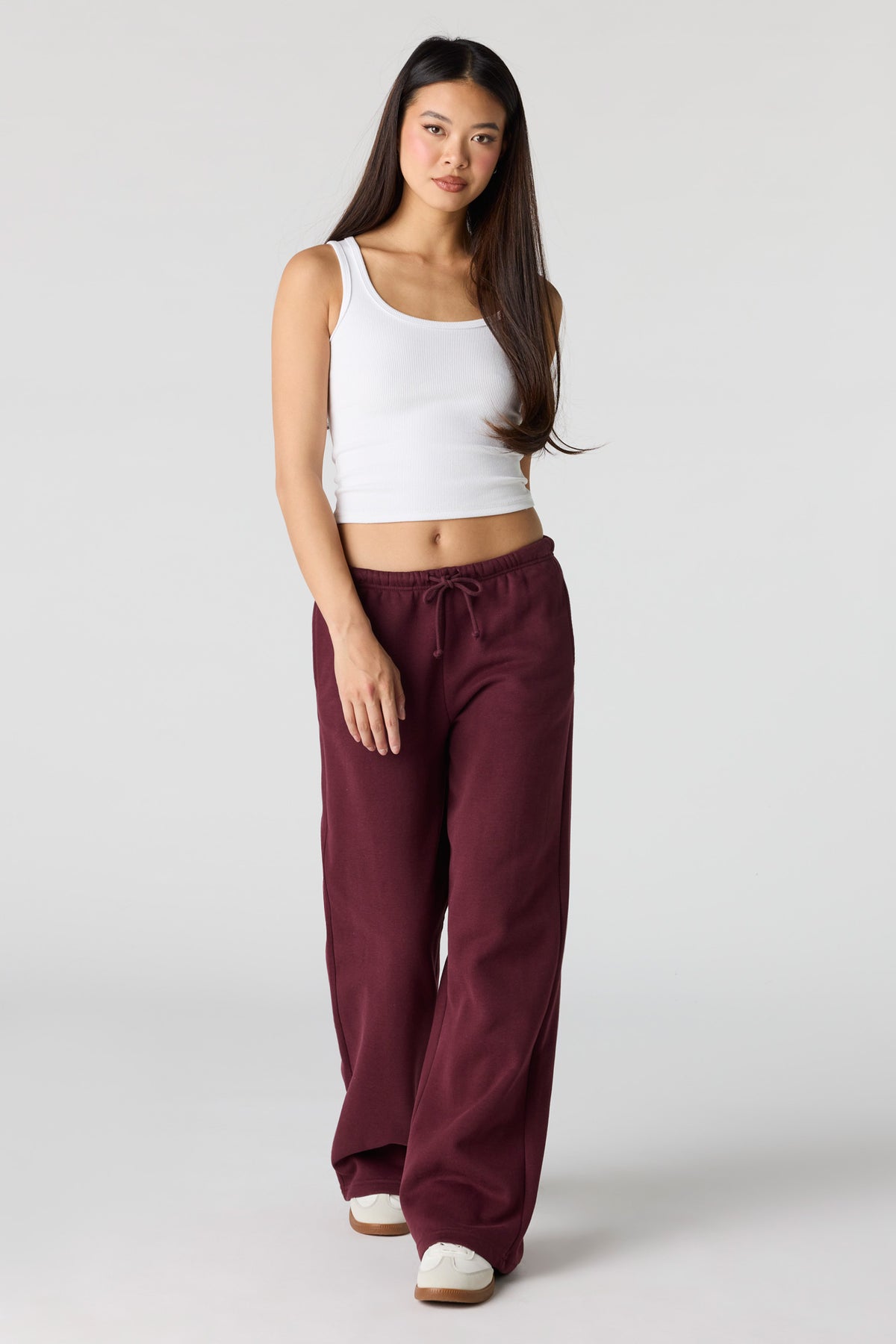 Luxe Fleece Wide Leg Sweatpant - Burgundy