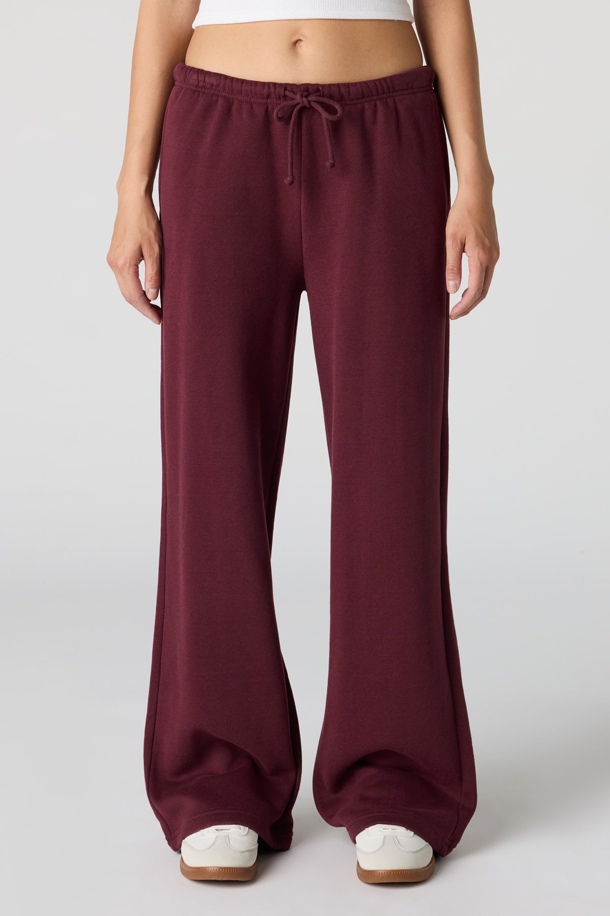 Alt View 2. Luxe Fleece Wide Leg Sweatpant - Burgundy