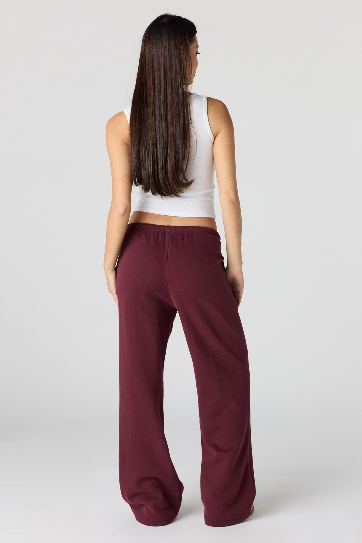 Alt View 3. Luxe Fleece Wide Leg Sweatpant - Burgundy