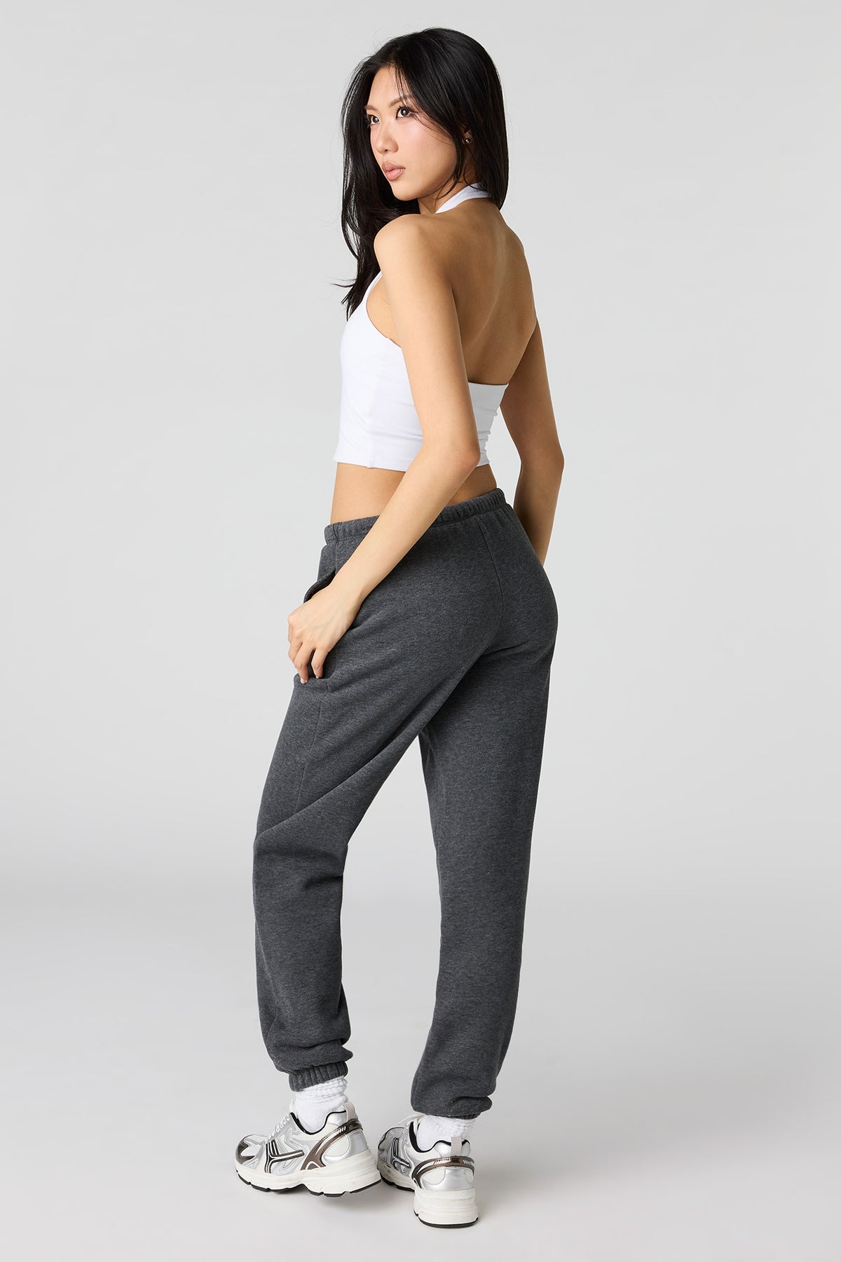 Alt View 3. Luxe Fleece Skinny Jogger - Charcoal