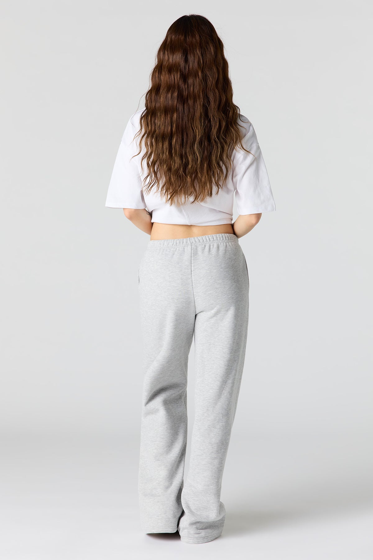 Alt View 3. Luxe Fleece Wide Leg Sweatpant - Heather Grey
