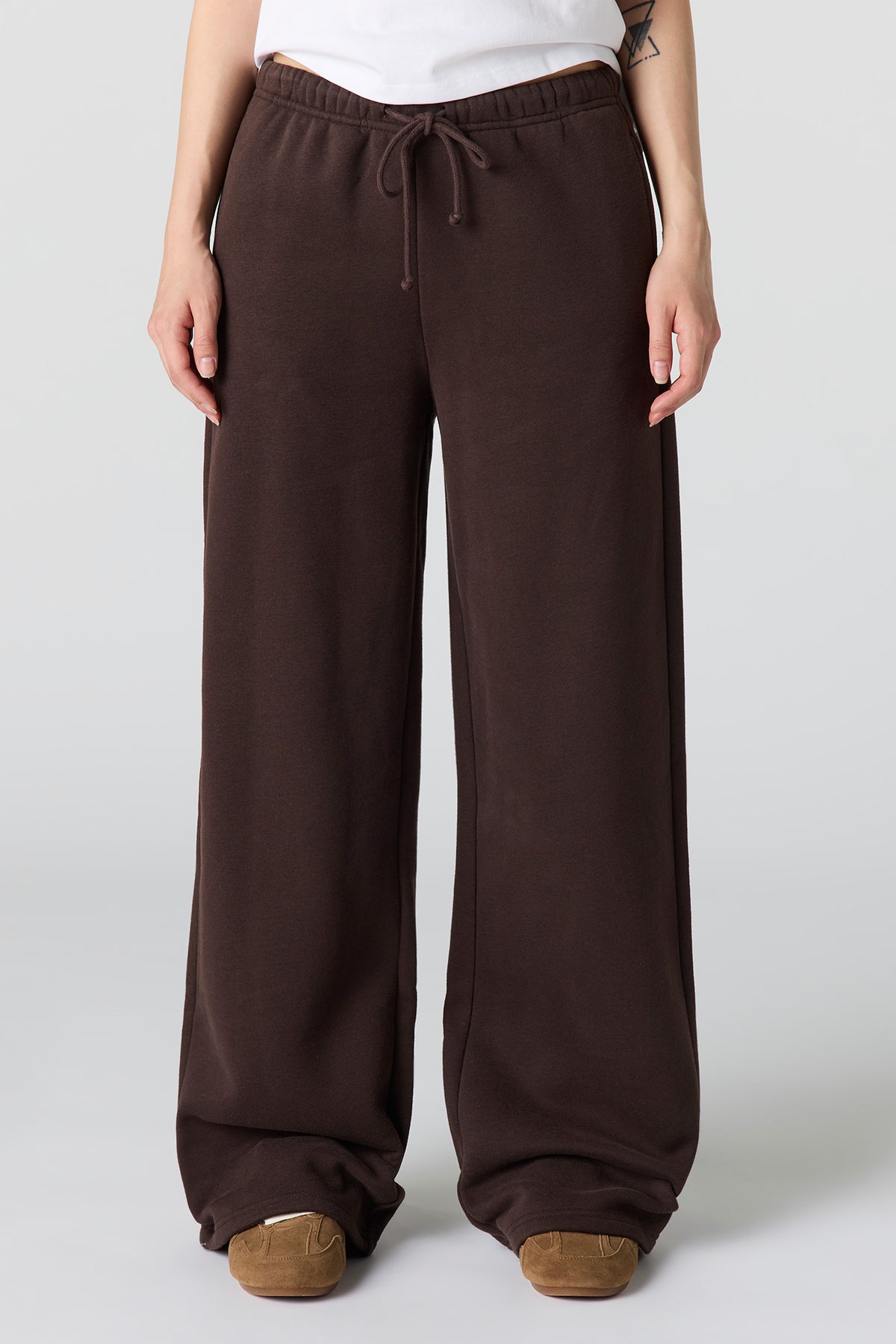Alt View 2. Luxe Fleece Wide Leg Sweatpant - Brown