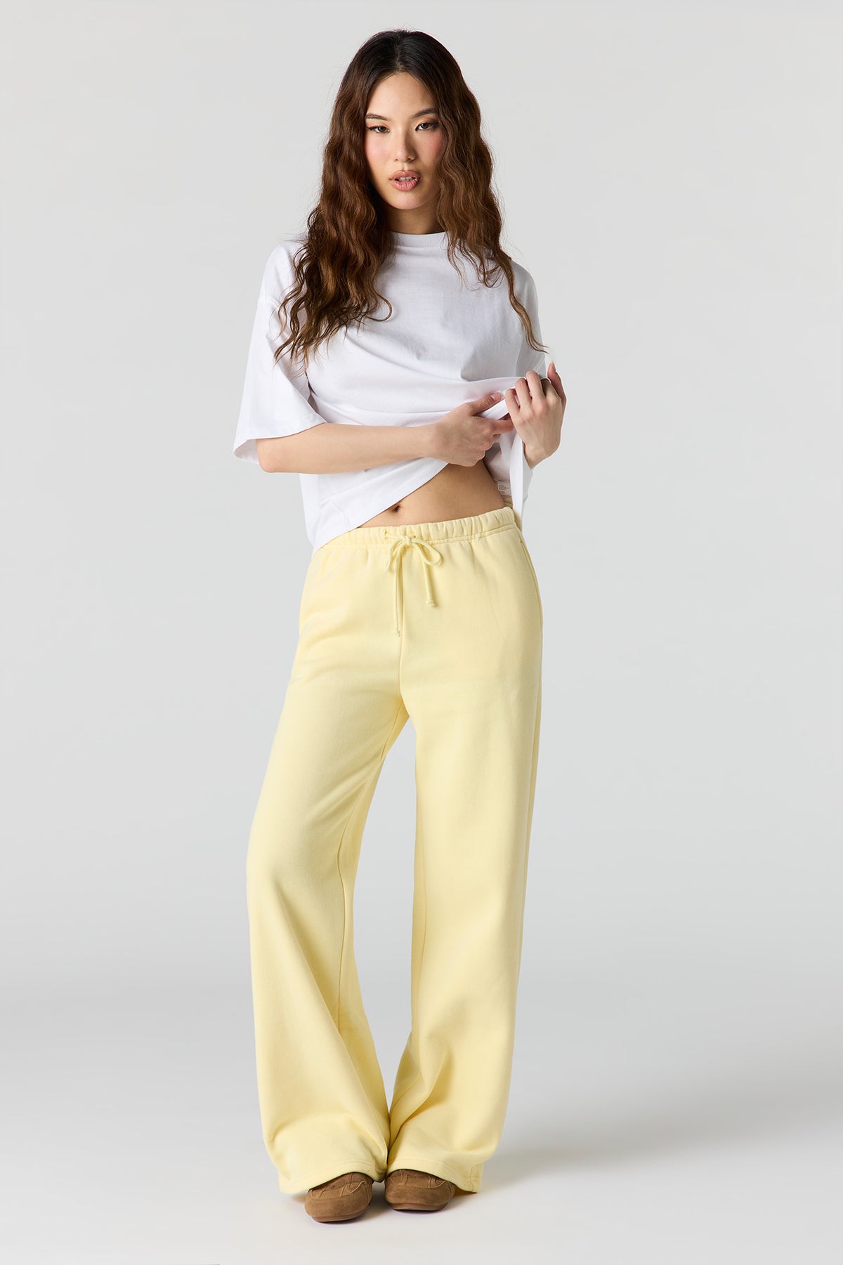 Luxe Fleece Wide Leg Sweatpant - Yellow