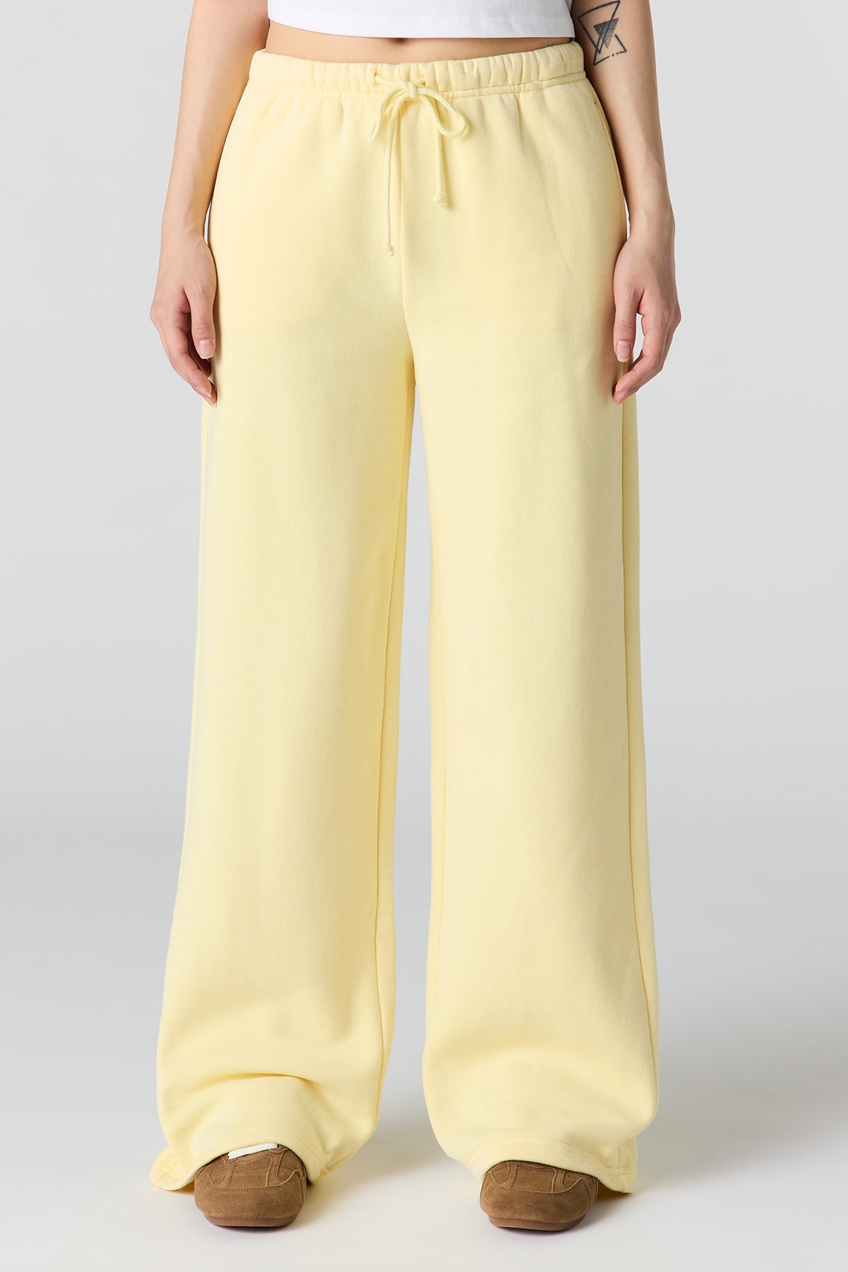 Alt View 2. Luxe Fleece Wide Leg Sweatpant - Yellow