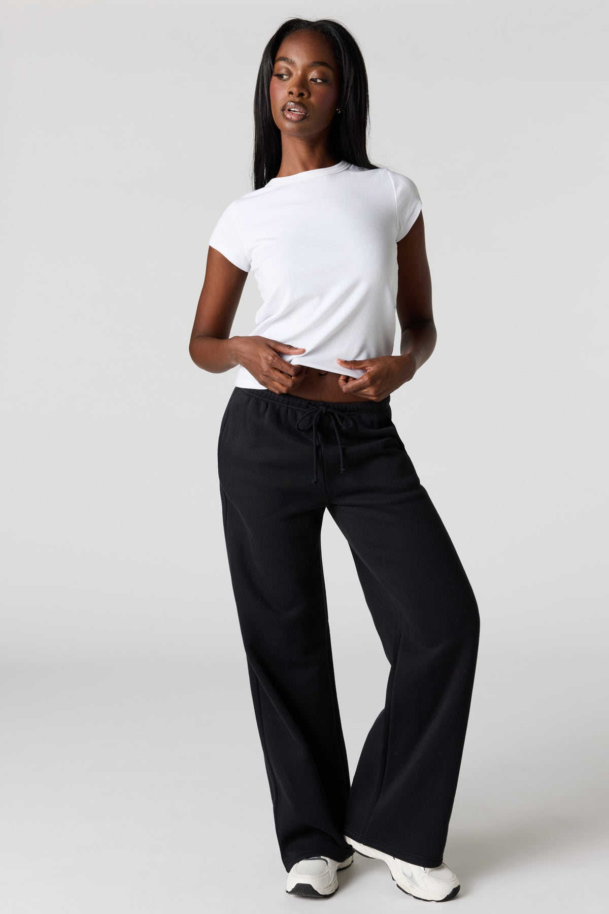 Luxe Fleece Wide Leg Sweatpant - Black
