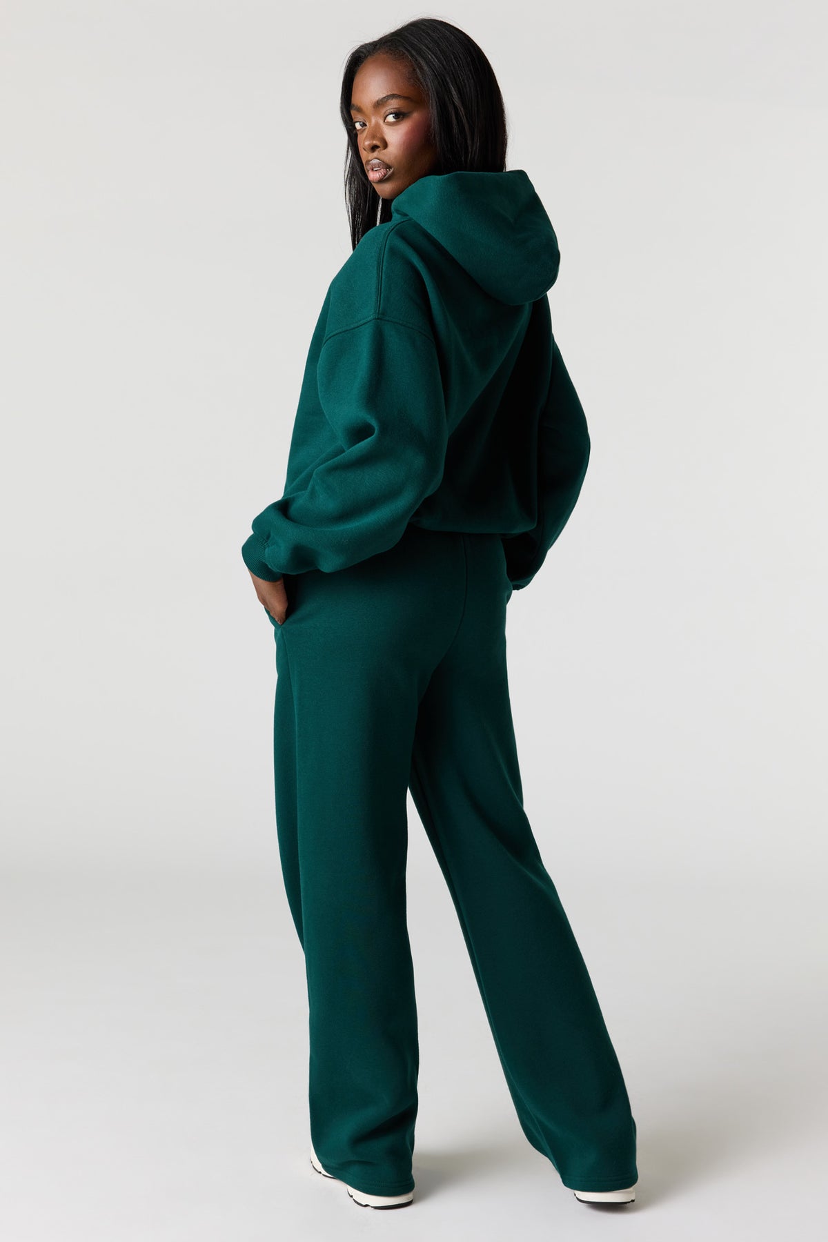 Alt View 3. Luxe Fleece Wide Leg Sweatpant - Green