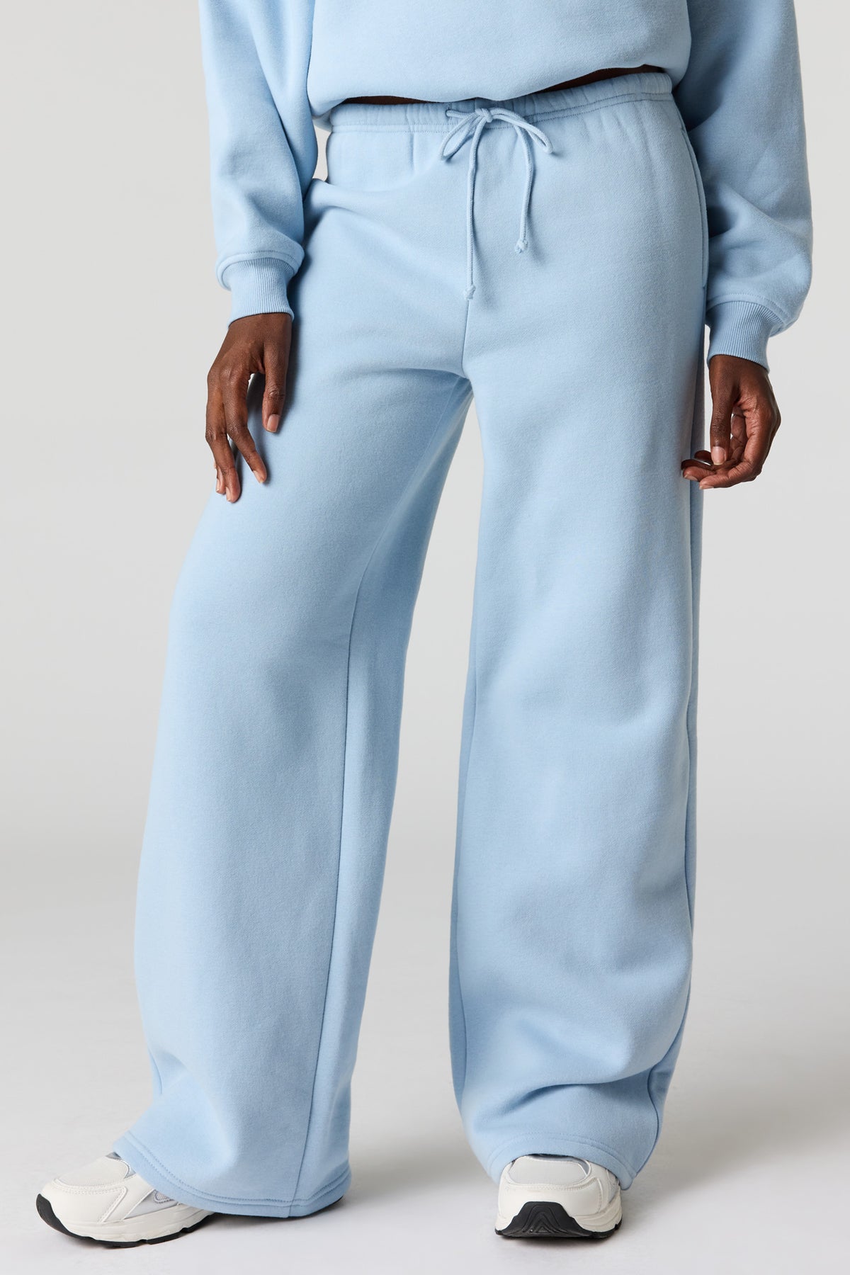 Alt View 2. Luxe Fleece Wide Leg Sweatpant - Light Blue