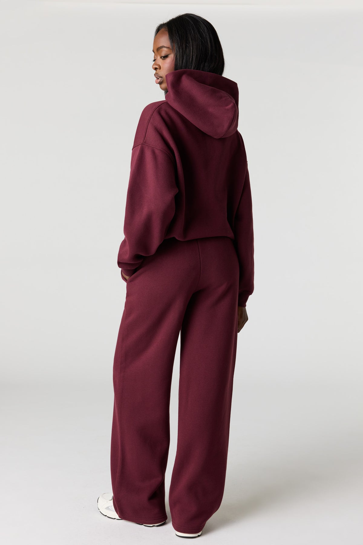 Alt View 3. Luxe Fleece Wide Leg Sweatpant - Burgundy