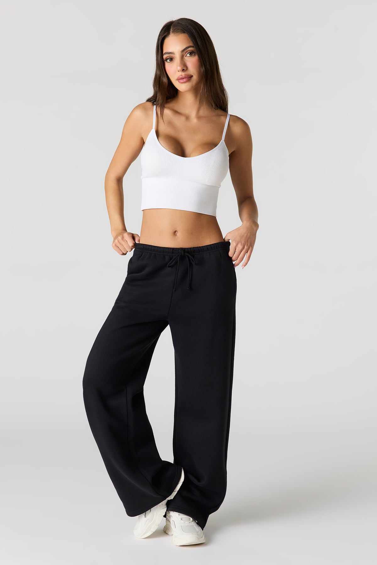 Luxe Fleece Wide Leg Sweatpant - Black