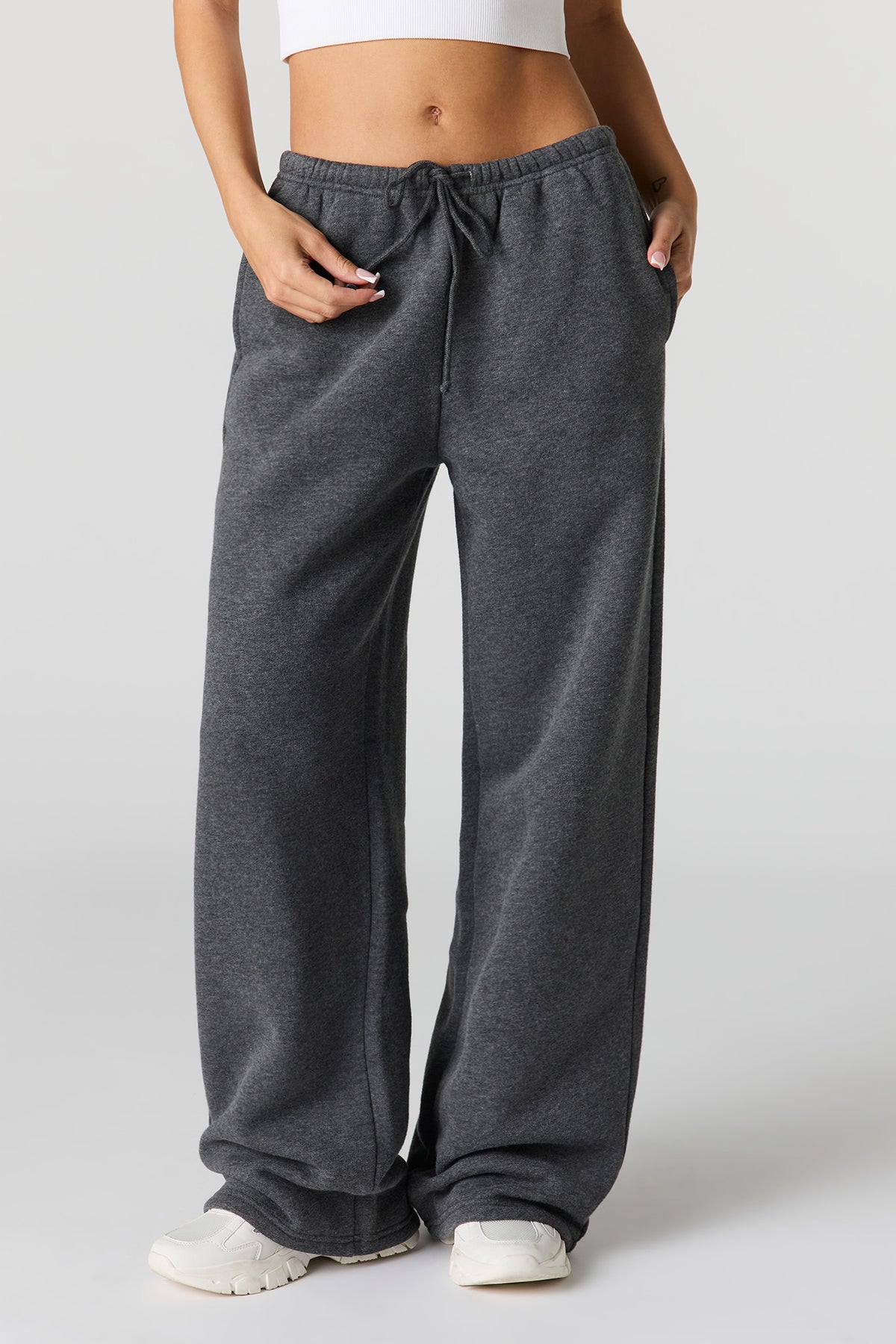 Alt View 2. Luxe Fleece Wide Leg Sweatpant - Charcoal