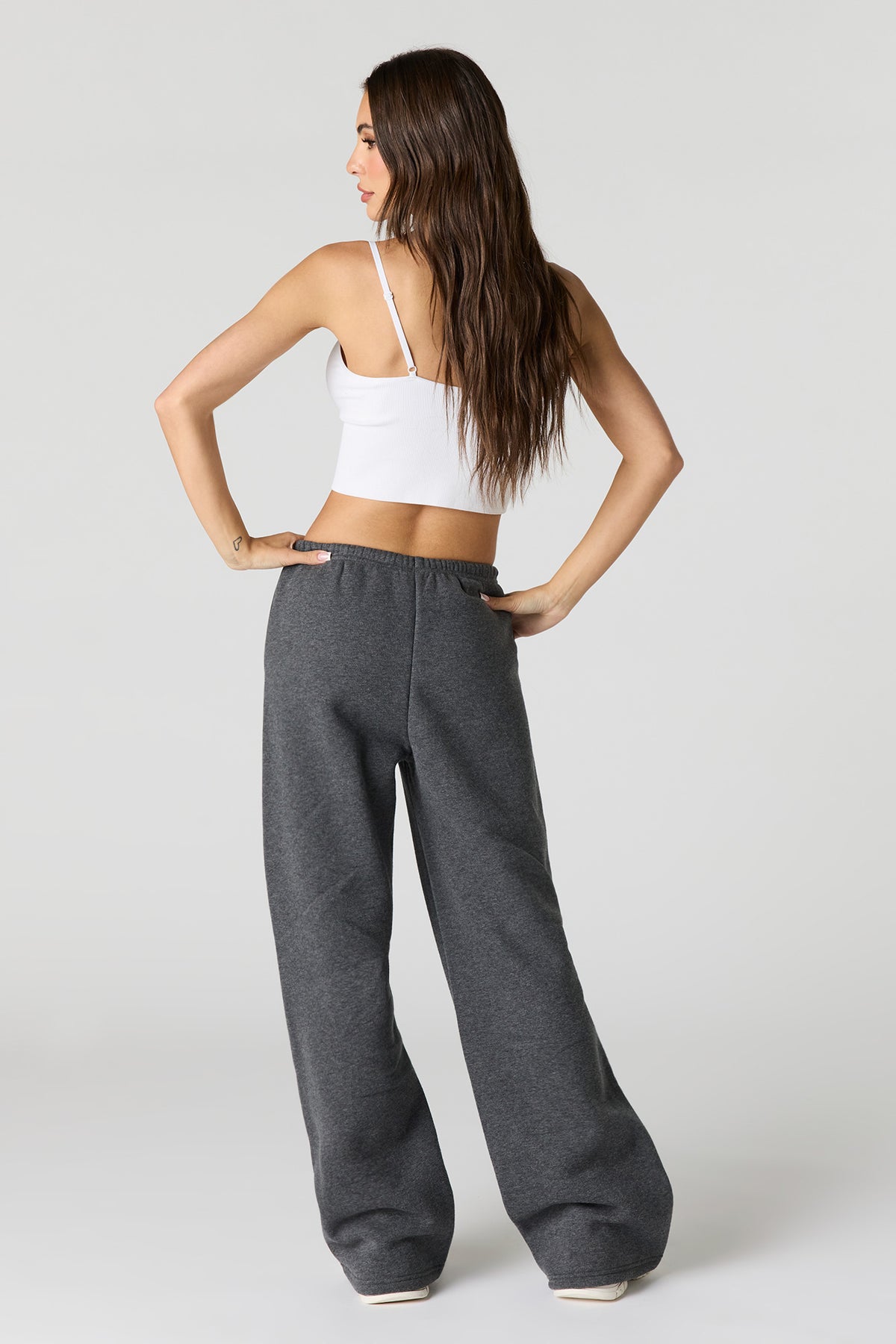 Alt View 3. Luxe Fleece Wide Leg Sweatpant - Charcoal