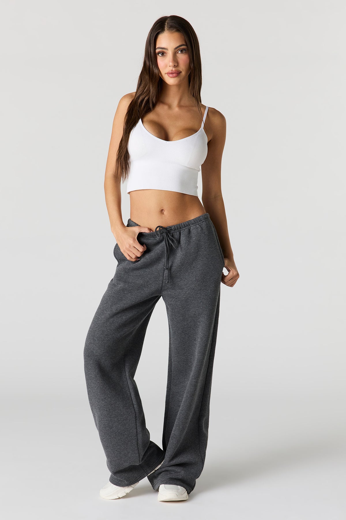 Alt View 4. Luxe Fleece Wide Leg Sweatpant - Charcoal