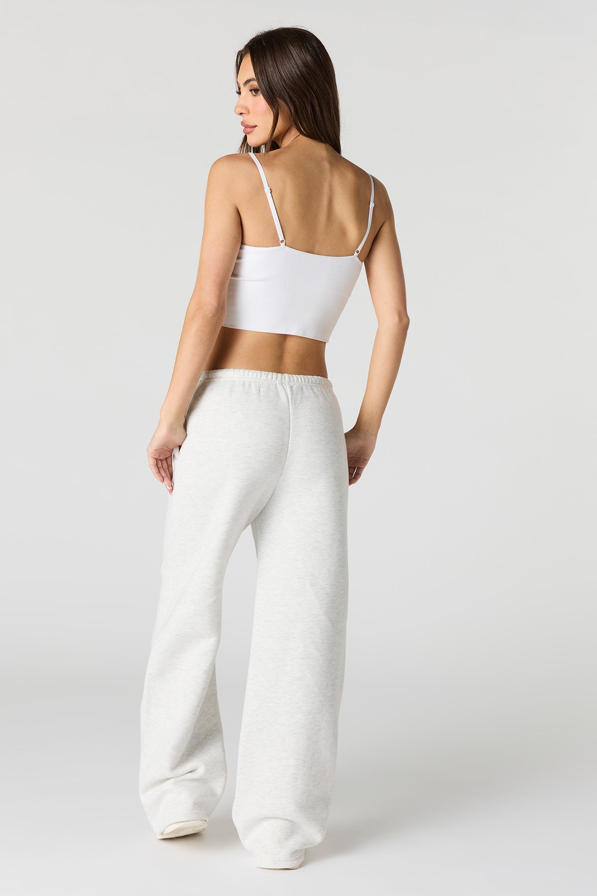 Alt View 3. Luxe Fleece Wide Leg Sweatpant - Light Grey