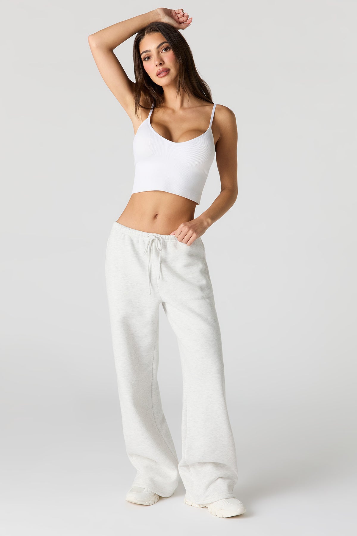 Luxe Fleece Wide Leg Sweatpant - Light Grey