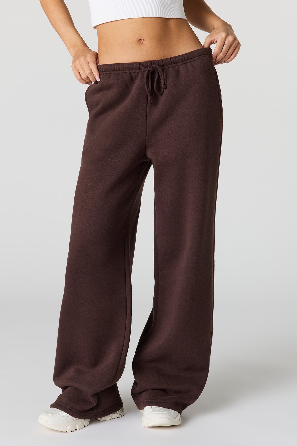Alt View 2. Luxe Fleece Wide Leg Sweatpant - Brown