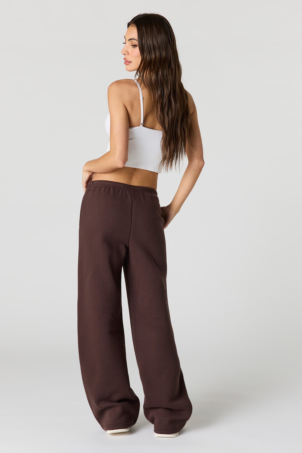 Alt View 3. Luxe Fleece Wide Leg Sweatpant - Brown
