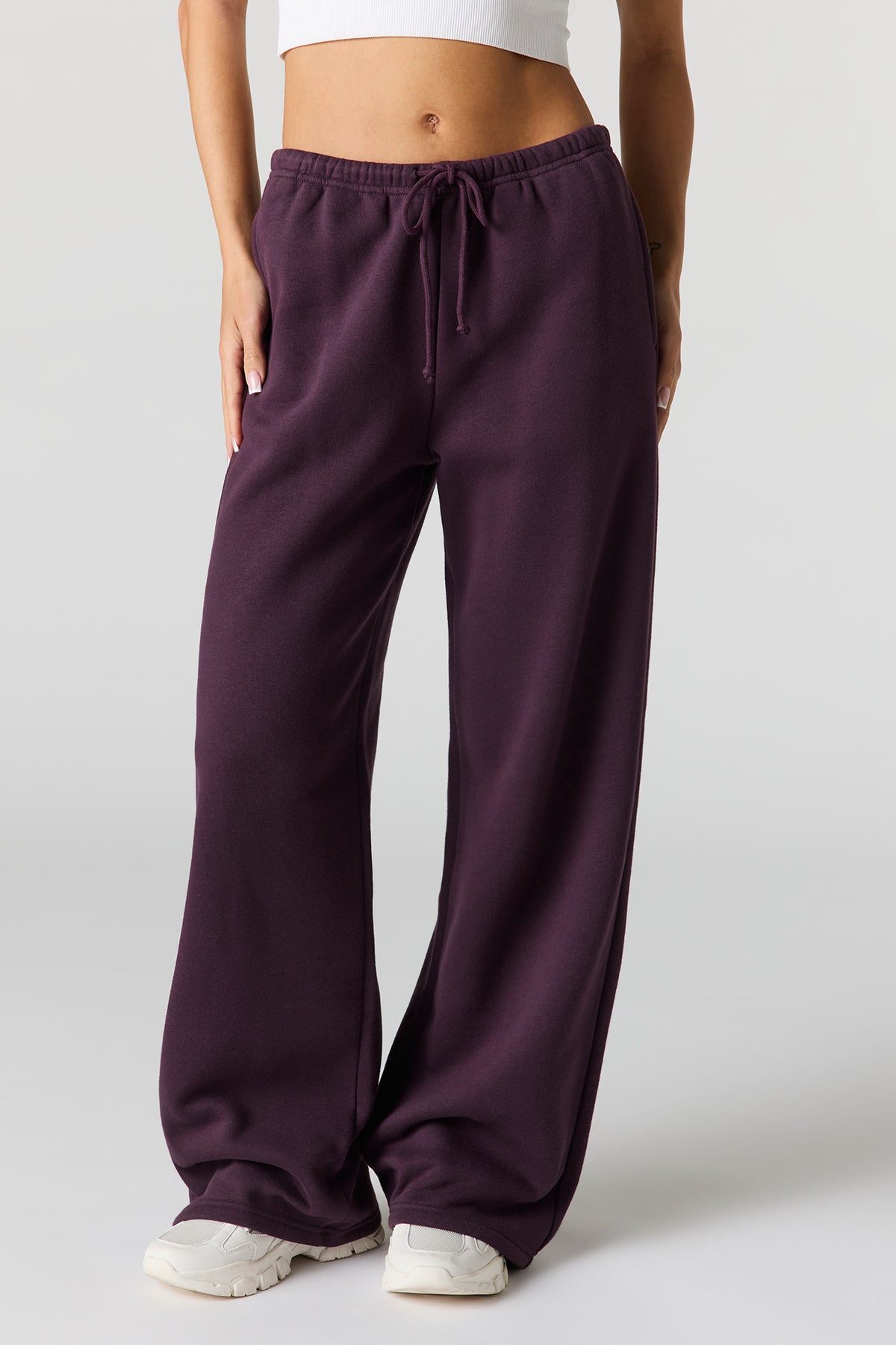 Alt View 2. Luxe Fleece Wide Leg Sweatpant - Purple