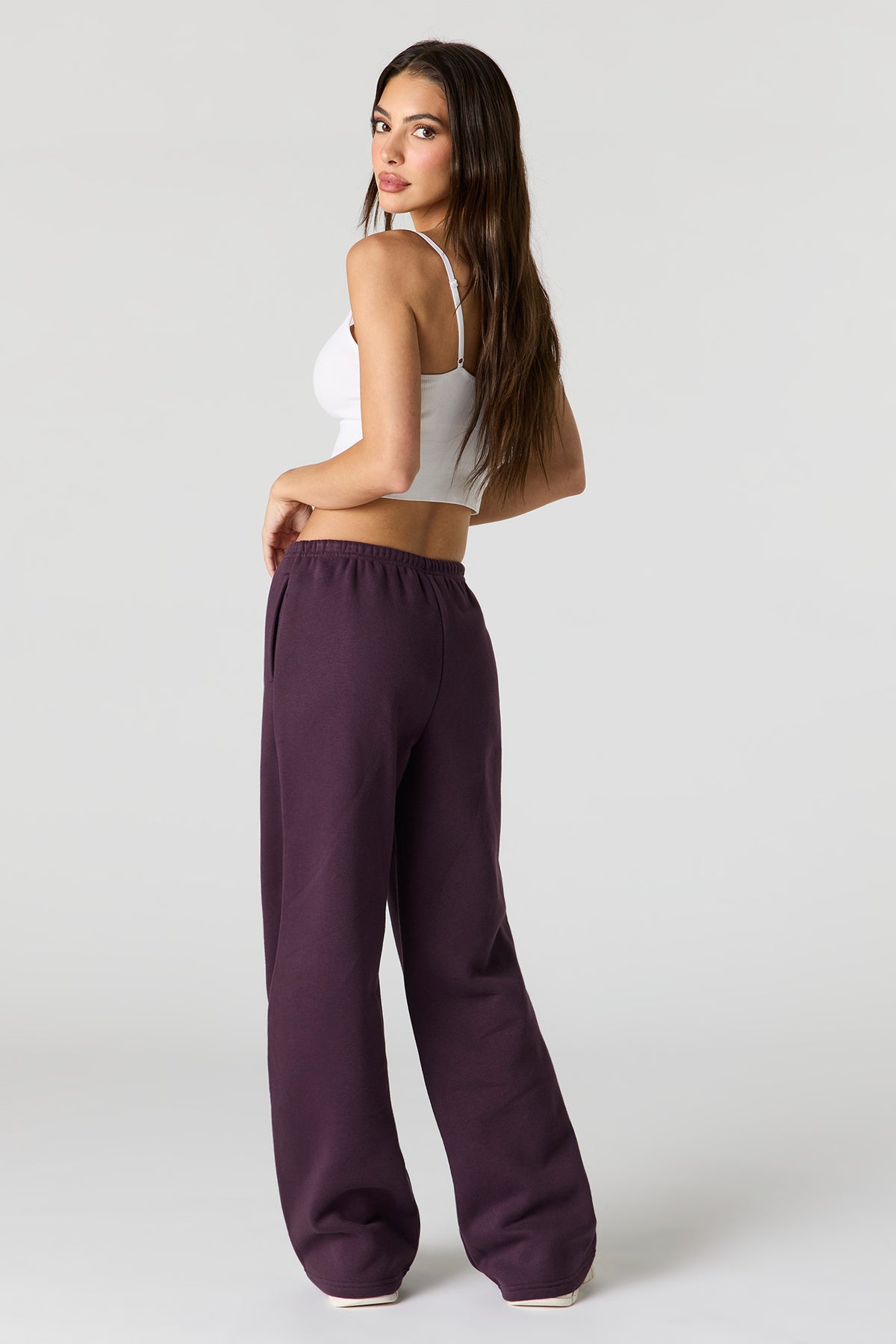 Alt View 3. Luxe Fleece Wide Leg Sweatpant - Purple