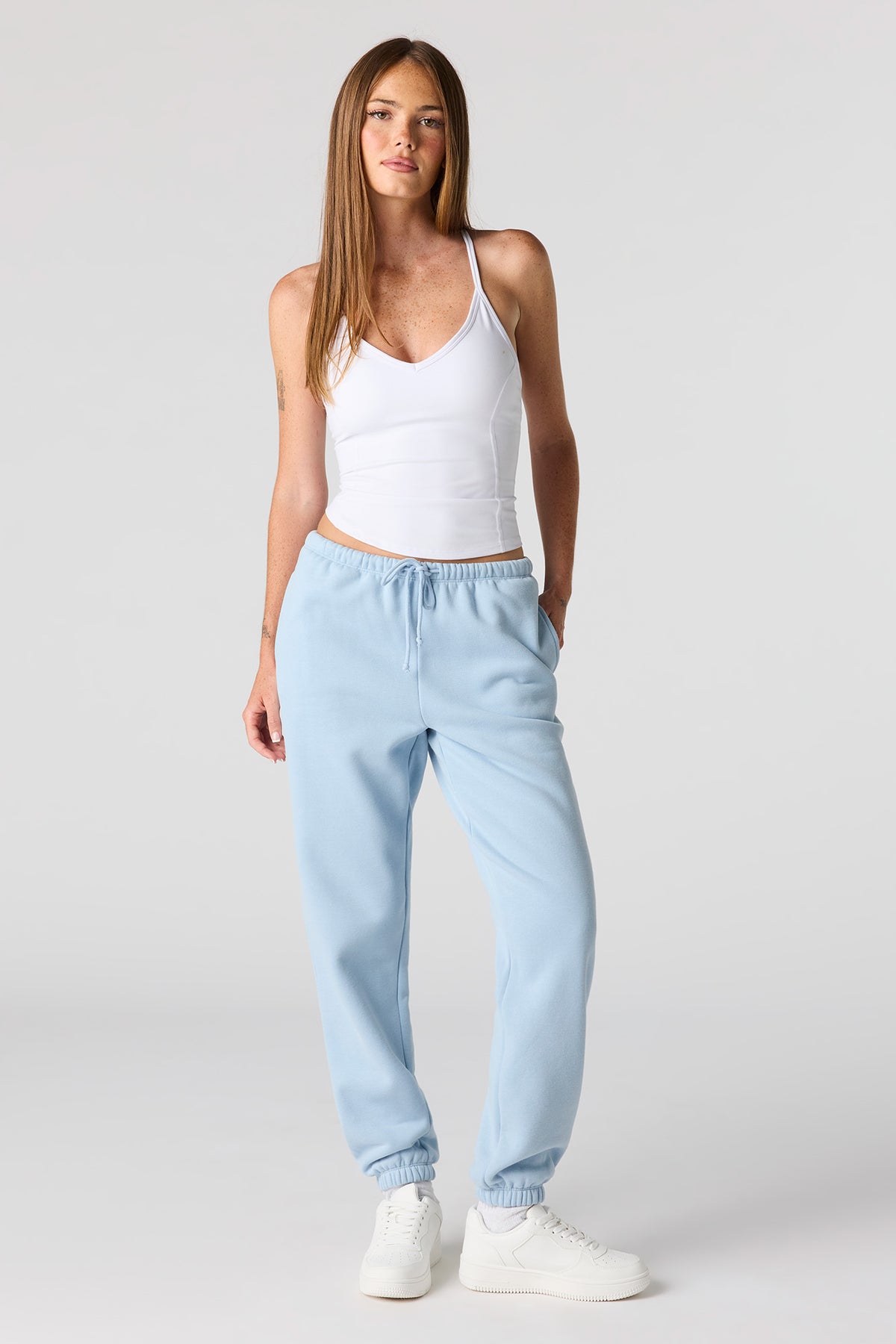 Luxe Fleece Skinny Jogger - Light Blue