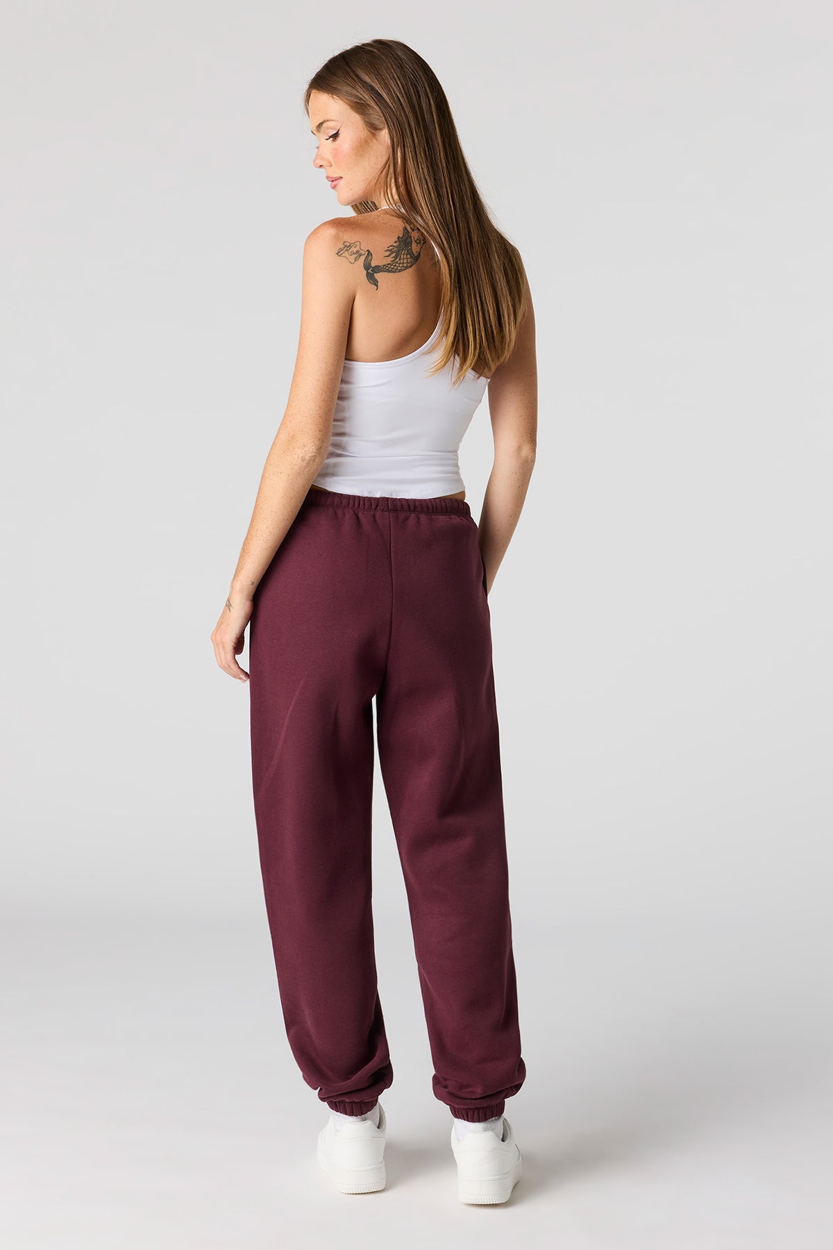 Alt View 3. Luxe Fleece Skinny Jogger - Burgundy