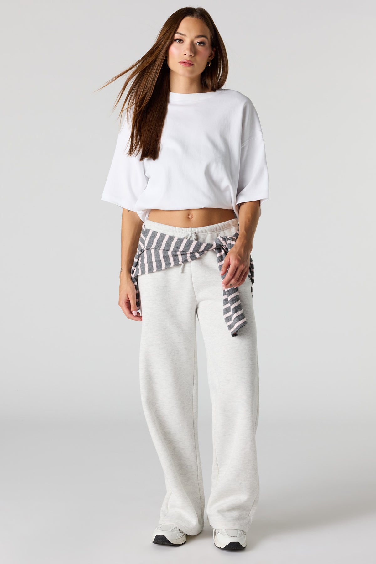 Luxe Fleece Wide Leg Sweatpant - Light Grey