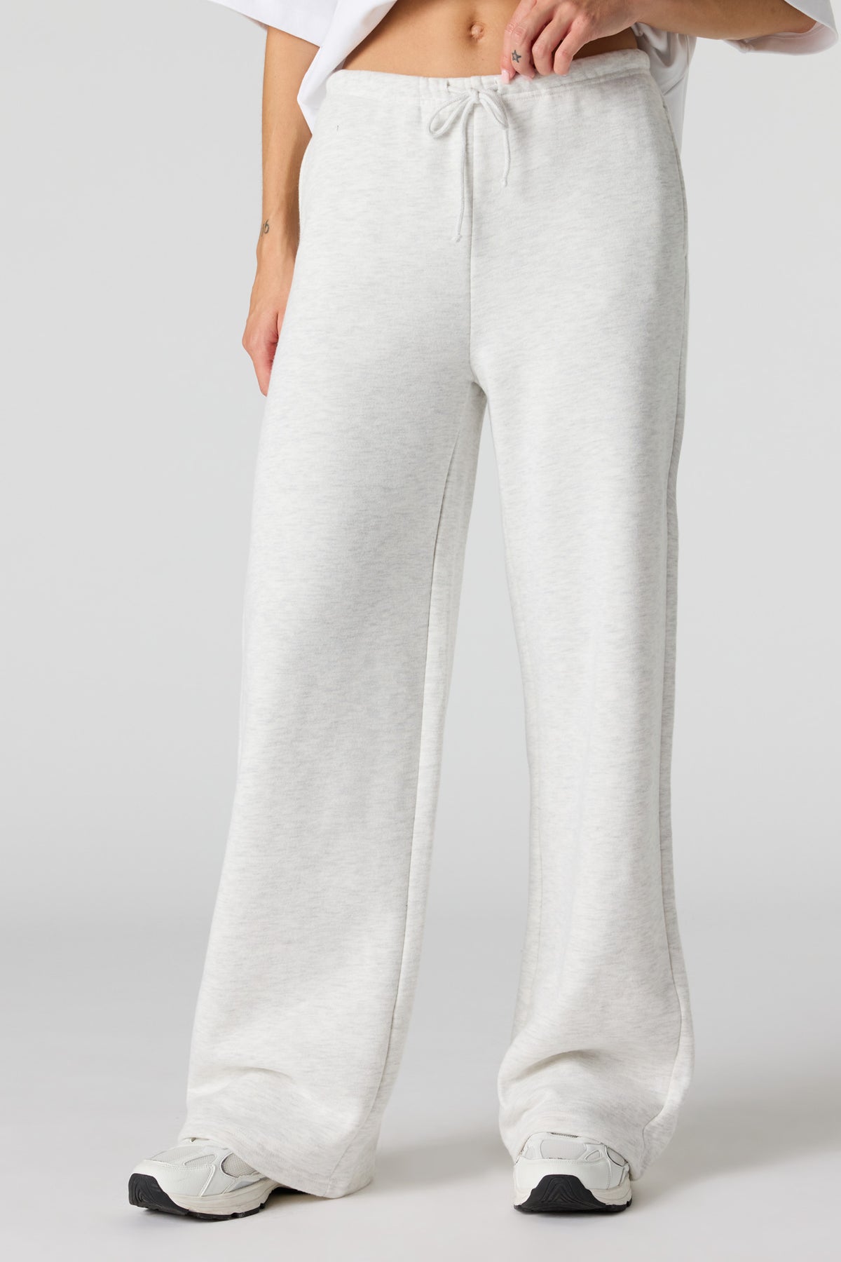 Alt View 2. Luxe Fleece Wide Leg Sweatpant - Light Grey
