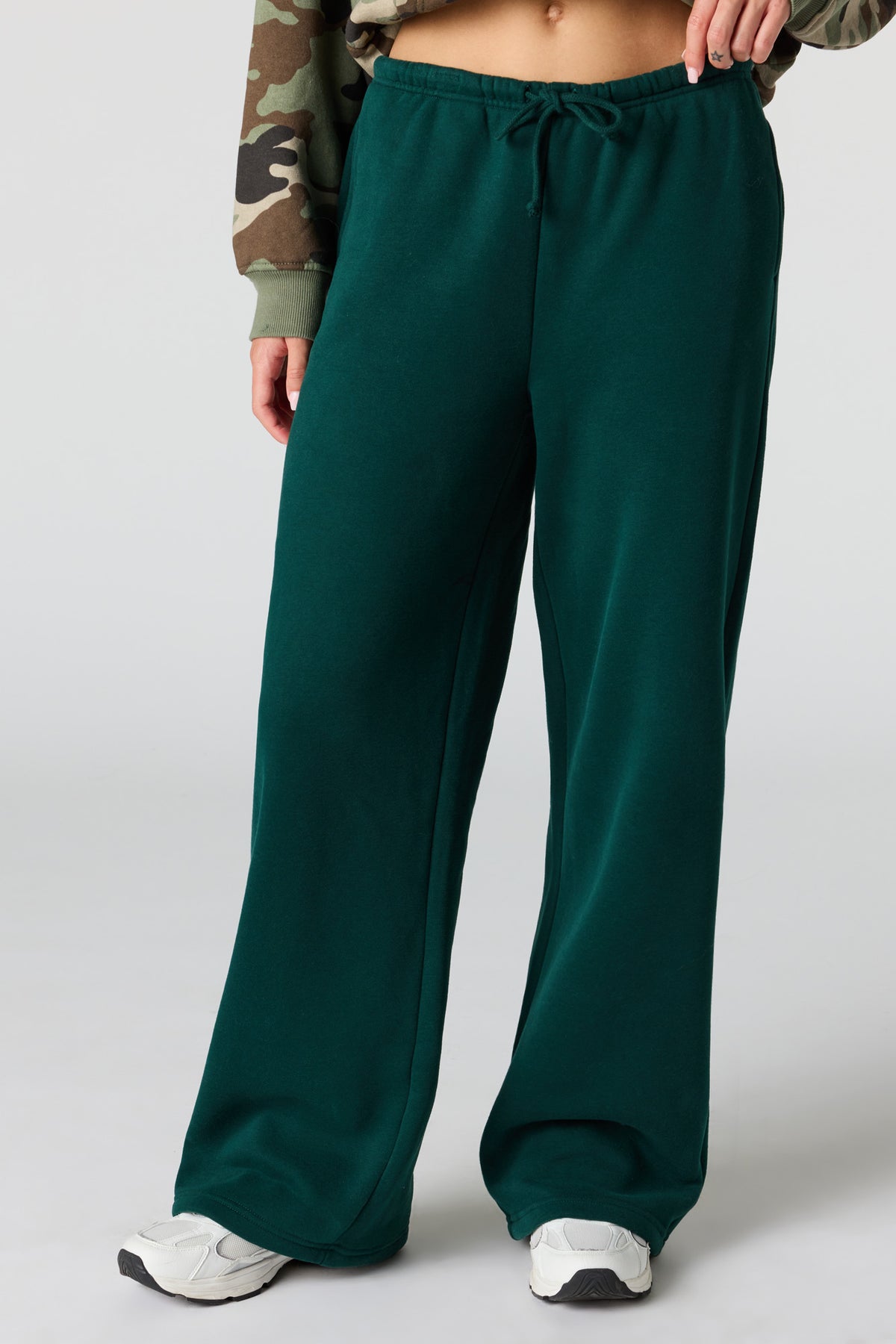 Alt View 2. Luxe Fleece Wide Leg Sweatpant - Green
